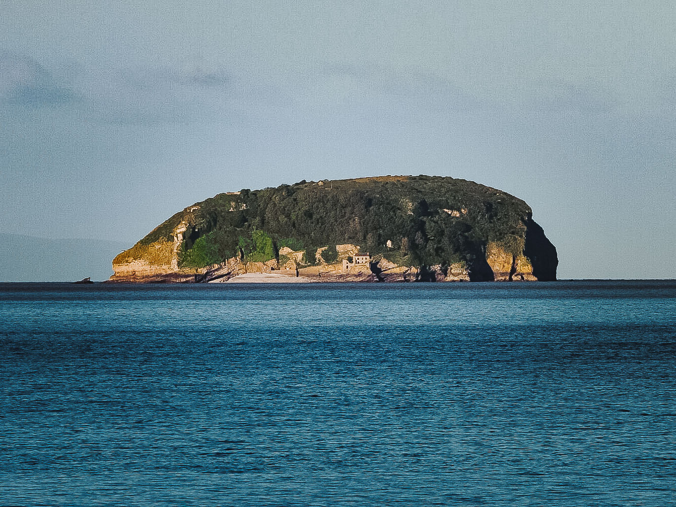 A wide view shot of Steep Holm Island