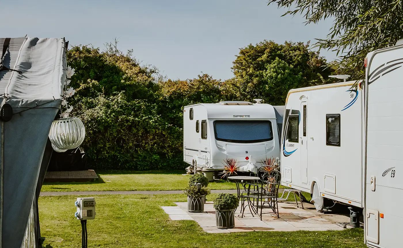 Caravans pitched up at Country View Holiday Park in Weston Super Mare